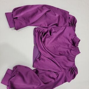 La' Ros Los Angeles Vibrant Violet Satin Zipper Front Top - Women's Small - New